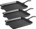 Lodge Seasoned Cast Iron Square Griddle - 11 Inches - Durable Pan - Cast Iron Cookware for Pancakes, Eggs, Bacon & Grilling Favorites (Pack of 3)