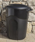 32 Gallon Heavy Duty Plastic Outdoor Trash Can with Lid, Lock & Easy-Carry Handles – Suitable for Indoor/Outdoor, Kitchen, Yard, Garage & Office
