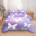 Tailor Shop Butterfly Comforter Sets King Size,Purple Butterfly Bedding Sets for Girls Kids Teens with 2 Pillowcase…