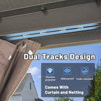 Outdoor Hardtop Gazebo for Patio 10x12FT with Resin-Galvanized Steel Roof, Metal Hard Top Gazebo with Gutters, Heavy Duty Gazebos All Season with Curtains & Netting, for Deck, Backyard, Hot Tub