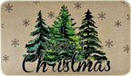 Merry Christmas Door Mat ,Pine Trees Snowflakes Welcome Doormat for Front Door,Non-Slip Winter Xmas Holiday Front Porch Rugs, Indoor Outdoor Entry Doormats Low-Profile Floor Mats,29 x 17 Inch