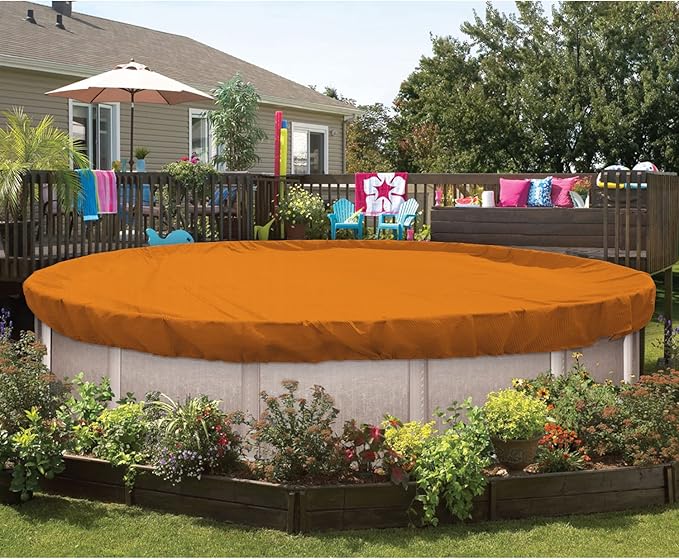 ECOOPTS 6 ft Round Pool Cover for Above Ground Pools, Swimming Pool Cover Protector Winter Safety Cover (Orange)