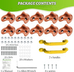 10 Rock Wall Climbing Holds Extra Large with 2 Handle,DIY Rock Climbing Grips with Mini Wrench for Indoor Outdoor Playground Play Set(Brown)