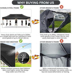 COBIZI 10x20 Pop Up Canopy with 6 Sidewall,Heavy Duty Canopy UPF 50+ All Season Wind Waterproof Commercial Outdoor Wedding Party Tents for Parties Gazebo with Roller Bag(10 x 20 ft Black)
