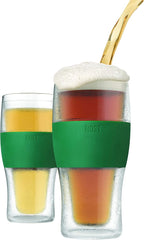 Host Freeze, Frozen Mugs, Freezable Pint Set, Beer Keep Your Drinks Cold, Double Walled Insulated Glasses, Tumbler for Iced Coffee, 16oz, Set of 2, Green