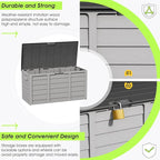 75 Gallon Outdoor Deck Box - Durable Resin Storage with Lockable Lid, for Patio Furniture Cushions, Pillows (Grey)