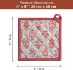 Maison d' Hermine Pot Holders 100% Cotton Potholders (8" x 8", Pack of 2) | Heat Resistant Hot Pads with Loop BBQ Cooking Baking Hotel Kitchen Handling Hot Pans Thanksgiving Christmas - Romane