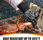 BBQ Gloves, Oven Gloves, 1472°F Extreme Heat Resistant Barbecue Gloves, Silicone Non-Slip Oven Mitts, Kitchen for Cooking, Grilling, and Baking