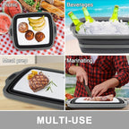 Collapsible Cutting Board with Container, Foldable Camping Sink with Colander, BBQ Prep Tub with Lid, Multifunction Dish Basin for Kitchen, Bowl, Vegetable and Fruit, 2.11 Gal/8L Storage Basket