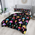Colorful Mushroom Comforter Set Full Size Kids Mushroom Flora Bedding Set Botanical Plant Theme Print Quilt Bed Set for Boys Girls Adults with 1 Comforter and 2 Pillowcases