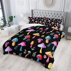 Colorful Mushroom Comforter Set Full Size Kids Mushroom Flora Bedding Set Botanical Plant Theme Print Quilt Bed Set for Boys Girls Adults with 1 Comforter and 2 Pillowcases