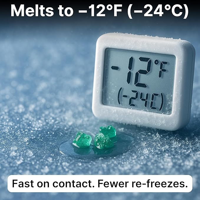 Thawtful Pet Safe Ice Melt – Pet Friendly Ice Melt, Snow Melt – Green Granules with CMA, Melts to −12°F (−24°C) - Driveway Salt & Sidewalk Salt for Ice (20 qt. - 42.6 lb.)
