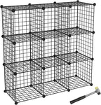 TUMUCUTE Wire Cube Storage Organizer, Metal Storage Shelves Bookshelf, Stackable Modular Closet Organizer for Bedroom Living Room, Office,Storage Shelves (9 Cubes, Iron)