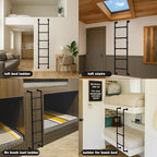 Black 4-Step Wall Mounted Steel Ladder, 4FT Egress Window Well Loft Ladder for Bedroom, Bunk Bed, Camper, Dorm – Wall/Floor-Mounted Indoor Climb Step for Small Space, Blanket Rack, Basement, Gym