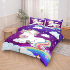 Tailor Shop Unicorn Bedding Sets Queen Size,Purple Unicorn Comforter Sets for Girls Kids Teens with 2 Pillowcase…