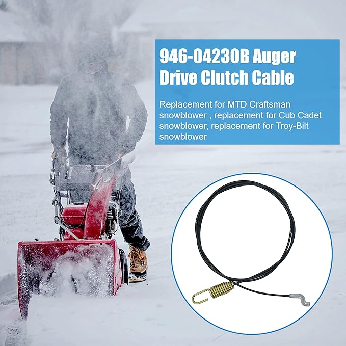 946-04230B Auger Cable Replacement for Troy-Bilt MTD Crafts-Man Cub-Cadet Snowblower, 746-04230 Replacement for Yard Machines Snow Thrower 946-04230A 946-04230