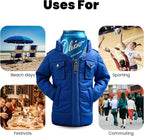 Gadgetime USA - 12oz Insulated Can Cooler Jacket (Blue)- Beverage Holder with Detachable Strap - Beer/Soda Carrier - Can Holder with Shoulder Strap - Insulated Sleeve - Funny Gift for Friends & Family