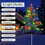 Outdoor Christmas Decorations 6-Pack Solar Christmas Tree with 8 Lighting Modes 120 Multi-Color Lights for House Outside Pathway Yard Garden Walkway Lawn Patio Front Porch Door