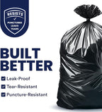 Plasticplace 55-60 Gallon Trash Bags │ 1.2 Mil │ Black Heavy Duty Garbage Can Liners │ 38” x 58” (50 Count)
