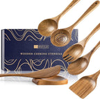 Wooden Spoons for Cooking, 7-Piece Acacia Wood Utensil Gift Set | Spoons and spatulas stir, mix, flip and serve; gift-ready box makes it ideal for housewarmings, weddings and new kitchens.