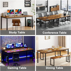 Need Large Computer Desk 70.8 x 31.5 inches Conference Table Large Office Desk Writing Table Workstation for Home Office,Rustic Brown & Black 10FJGSAC3-180FG-ND
