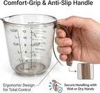 Measuring Cups Set, 3PCS with Pour Spout & Handle, Multi-Scale (cup | oz | ml) Stackable Liquid & Dry Plastic Measuring Tools for Baking Cooking, Essential Kitchen Gadgets (Coffee Brown)