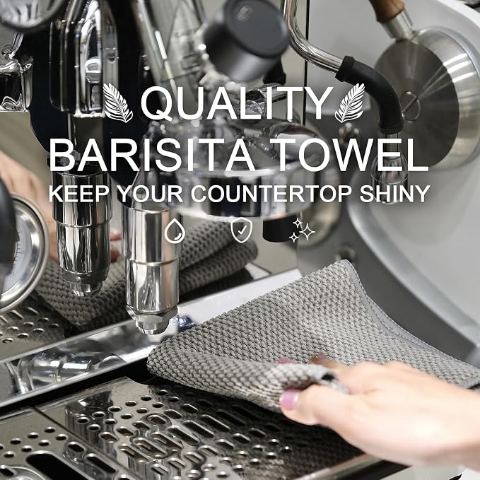 6Pack Barista Towels, Barista Microfiber Cloths, Coffee Cleaning Accessories for Espresso Machine, Steam Wand, Countertop,12”x12”