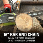 Greenworks 40V 16" Brushless Cordless Chainsaw (Great For Tree Felling, Limbing, Pruning, and Firewood / 75+ Compatible Tools), Tool Only
