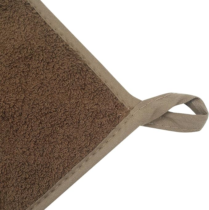 100% Cotton Kitchen Everyday Basic Terry Pot Holder Heat Resistant Coaster Potholder for Cooking and Baking Set of 5 Brown