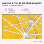 Midtown Umbrellas The Swilt 9 Feet Patio Umbrella in Sunbrella Yellow Acrylic Fabric - Fiberglass Ribs, Auto-Tilt Aluminum Frame For Backyard, Deck, Garden, Pool - White Pole