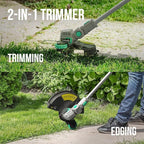 Litheli 20V 12 Inch Cordless String Trimmer/Edger, 2 X 2.0Ah Battery Powered Weed Eater with Auto-Feed for Lawn Trimming/Edging, with 6 Pcs Grass Cutter Spool Line, Fast Charger Included