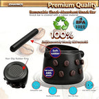 5-Inch Espresso Knock Box, Holds 15+ Coffee Pucks with Barista Towels, Removable Knock Bar & Anti-Slip Base, Espresso Machine Accessories for Home/Office (Classic Black)