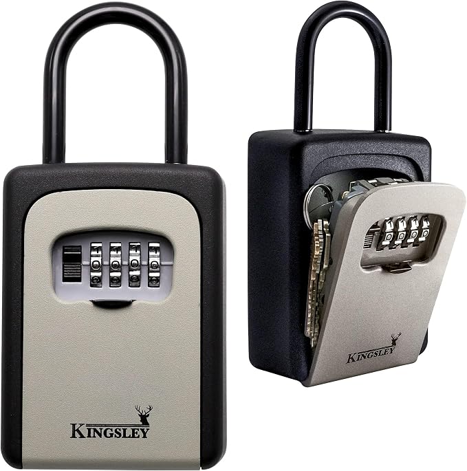 Kingsley QCH-812 Extra Large Capacity Key Storage Box, Hanging or Wall Mounted, Water Resistant Realtor Key Lock Box for AirBnB, Spare Keys, Home, Apartment