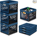 CleverMade Collapsible Milk Crates, 25L, 3 Pack, Holds 50 lb, Ocean | Organize Files, Groceries, and Gear in One Crate | Built-In Rails Hold Letter Folders, While the Frame Stacks Securely