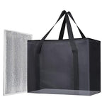 Bodaon 1PK Insulated Grocery Bags with Reinforced Baseboard, X-Large, Black | Reusable, Heavy Duty, Cooler Tote for Stability & No Sag, Thermal Bag for Hot Cold Food, Delivery, Shopping, Travel, Camping