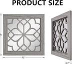 Boho Square Wall Mirrors Set of 2-12" x12'Decorative Mirrors for Wall Decor, BrownHandcrafted Mirror Panels Perfect for LivingRoom Bedroom Entryway Hallway (Brown)