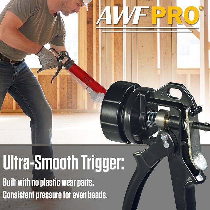 AWF PRO Sausage Caulking Gun 20 oz, 25:1 Thrust Ratio | 20 oz Foil Pack and 10 oz Cartridge Convertible, Aluminum Barrel, Includes 3 Tips