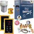 SteamSpa Executive 9 KW QuickStart ACU-Steam Bath Generator Package with Built-in Auto Drain and Install Kit in Polished Gold | Steam Generator Kit with Dual Control Panel Steamhead 240V | EXT900GD-A