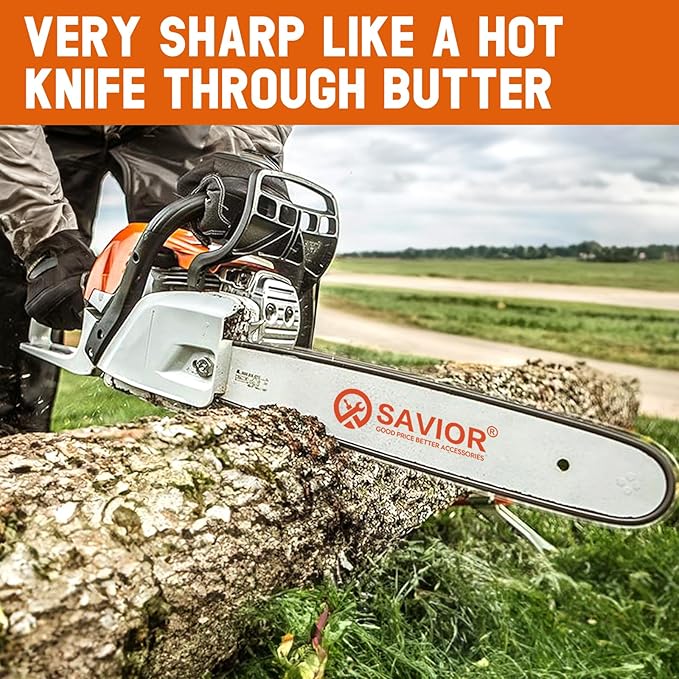 Savior 16 Inch Chainsaw Bar with Chain Combo for 3/8" LP 56 Drive Links .050" Gauge S56 Fits Craftsman, Poulan, Ryobi, Echo, Greenworks and More, Replacement Bar 27857 160SDEA041(Chain*2+Bar*1)