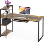 SHW 46-Inch Mission Desk with Side Shelf, 24" Deep, Rustic Brown