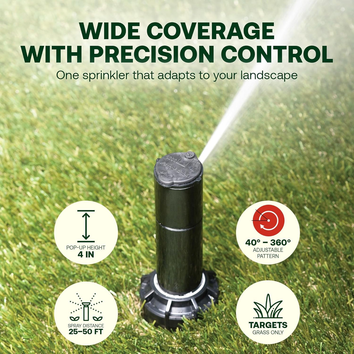 Rain Bird 5000 Rotor with Nozzle Tree 20 Pack + Rotor Screwdriver Tool | 5000RCTREE) + (CPRTOOL) 3/4 inch Inlet for Water Efficient 4 inch Pop Up, Adjustable 40 - 360 Degree Arc & 25 - 50 ft Radius