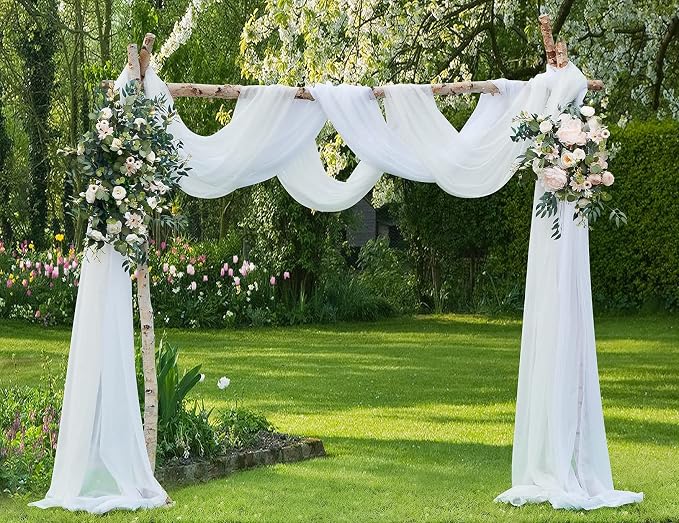 Warm Home Designs 55 x 900 White Sheer Window Scarf. AM White 900" | Extra Long Window Scarves Valances are Great As Wedding Arch Draping Fabric, Bed Canopy Or for Decorative Project.