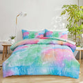 A Nice Night Galaxy Bedding Sets Outer Space Comforter 3D Printed Space Quilt Set Queen Size Glitter Pink Green Color,for Children Boy Girl Teen Kids