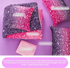 RYNGHIPY 6Pcs Twin Gradient Pink Purple Glitter Comforter Sets for Teens Girls Kids, Colorful Rainbow Glitter Themed Bedding Set