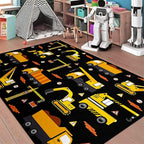 Car Track Rug Construction Play Mat Car Rug for Boys Room Kids Rugs for Playroom Construction Mat for Kids Car Rug for Boys Room Construction Decor for Boys Room,Black 5'×7'