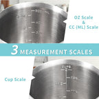 Newness 3-Pack Stainless Steel Measuring Cups Set, Metal Measuring Cup | (3 Marking, Cup/ML/Oz Scale) (2, 3 & 4 Cup) Metal Measuring Cup with Handle For Prepping, Baking and Cooking, Dishwasher