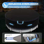 21 Ft Round Pool Cover with Reflective Strips, 420D Swimming Pool Cover for Above Ground Pools, Solar Cover with Drawstring and Ground Nails for Dustproof, UV Protected