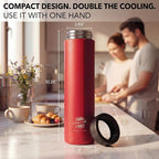 Stack'Em Patented Double Can Cooler Insulator - Holds Two 12 oz Cans - Stainless Steel Stackable Thermocooler - Reusable Drink Holder for Beer, Seltzer, Soda, Energy Drinks (Blue)