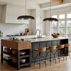 LamQee 20 Inch Oversized Large Pendant Lights, 3-Lights Black and Gold Modern Dome Chandelier, Industrial Metal Pendant Lighting Fixture Ceiling Hanging for Kitchen Island, Dining Room Over Table, Bar