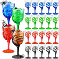 Sliner 24 Pcs Halloween Skeleton Hand Plastic Goblets 12 oz Spooky Skeleton Hand Goblets Halloween Wine Glasses Champagne Glassware Creepy Clear Cups for Party Haunted House, 4 Color